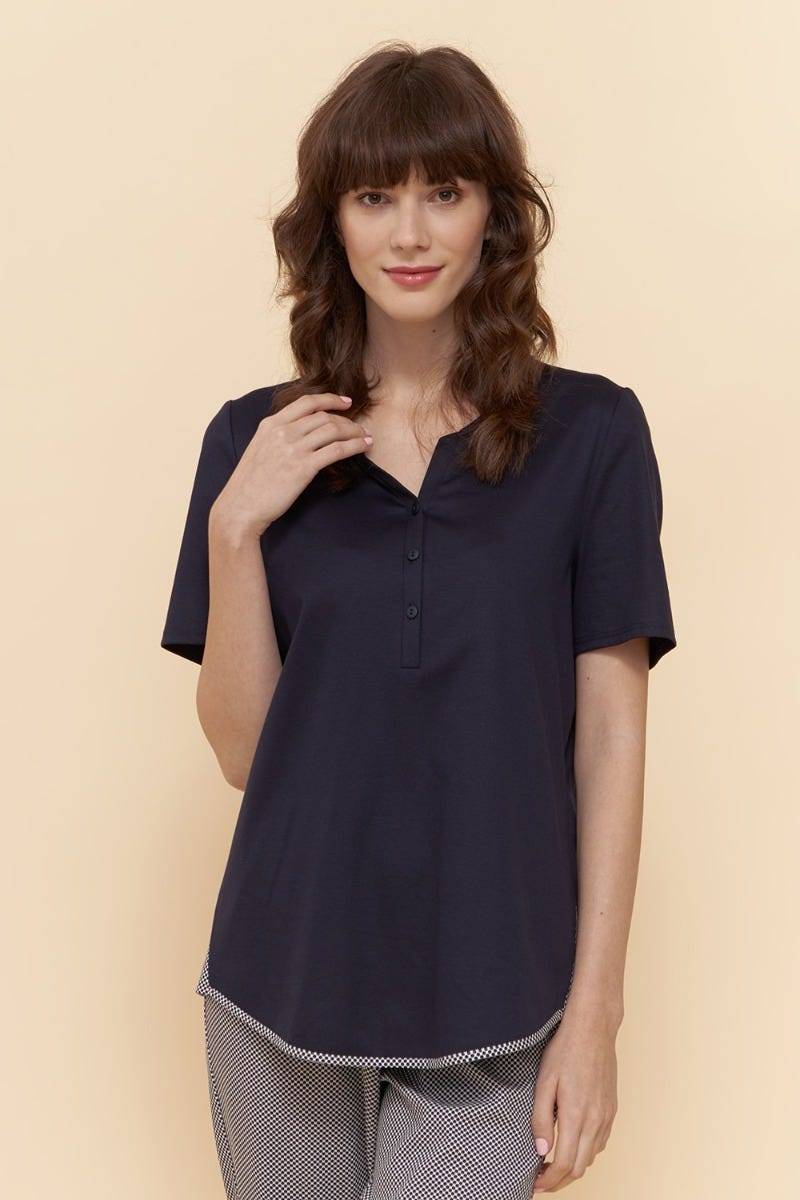 Rösch Pyjama Kurzarm Mit Punktedruck Dezent Pastellfarben 100% Baumwolle