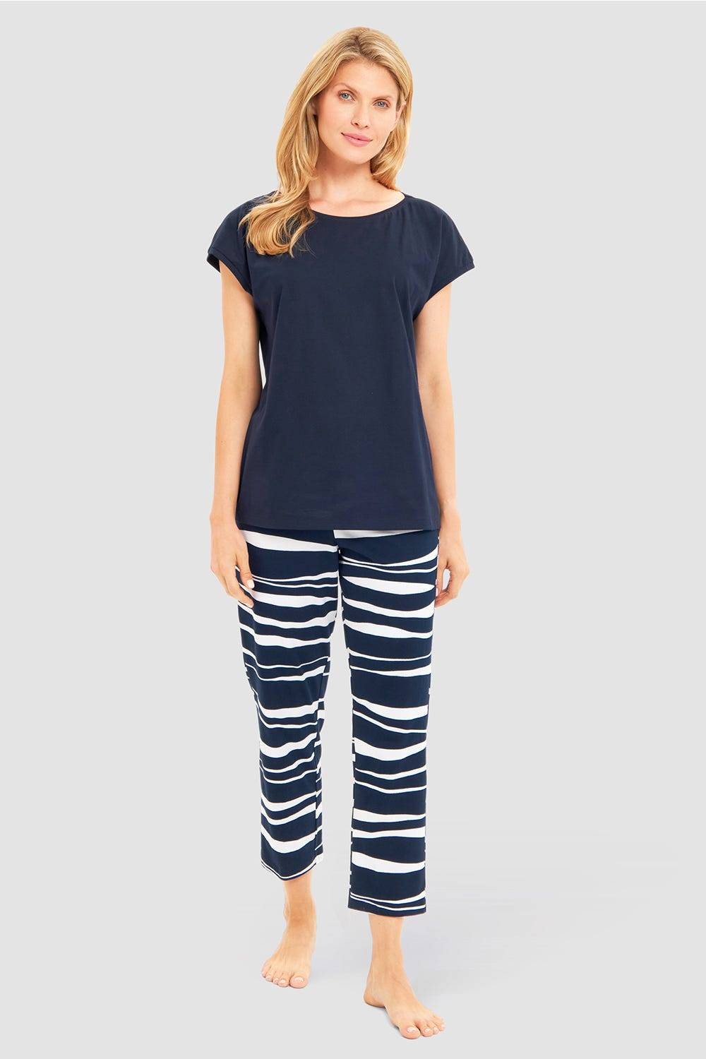 Rösch Pyjama mit Grafikdruck Wellenförmig 100% Baumwolle