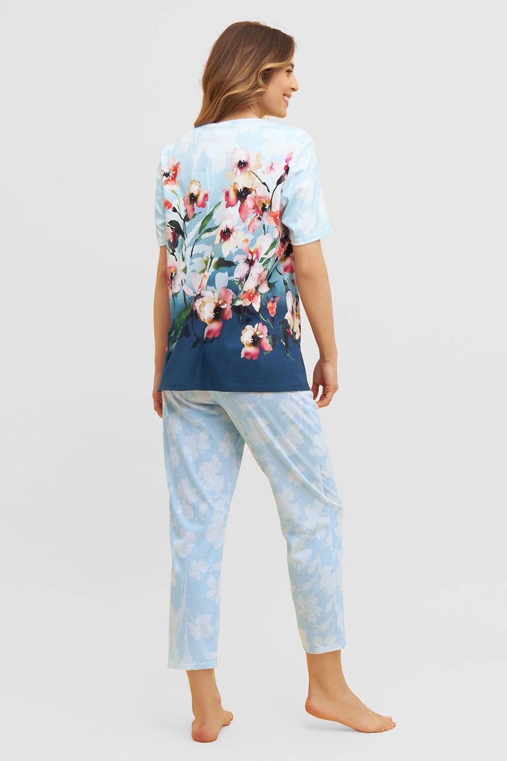 Rösch Pyjama Mit Platziertem Druck 7/8-Hose Kurzarm Baumwolle/Modal