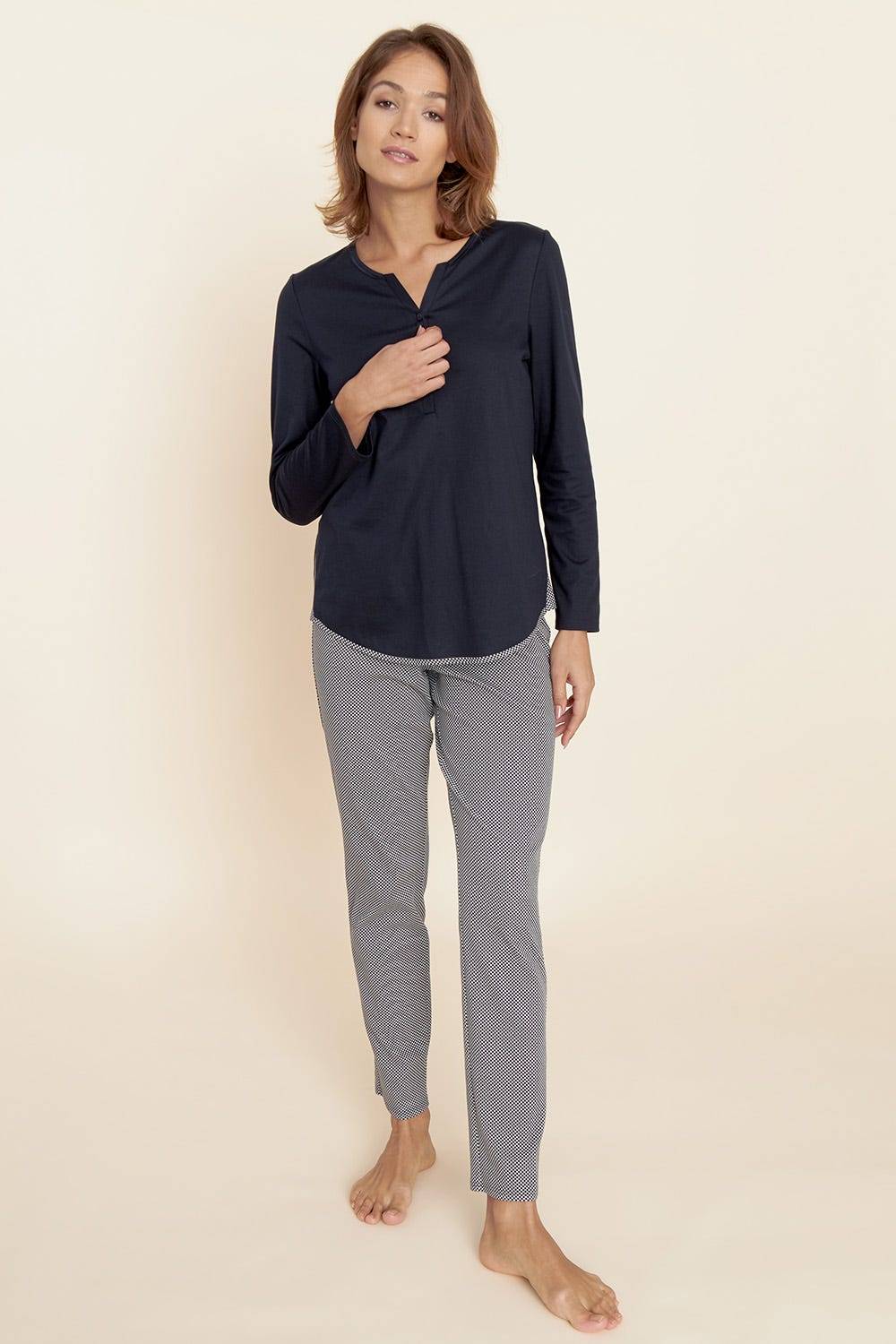 Rösch Pyjama mit Punktedruck dezent pastellfarben 100% Baumwolle