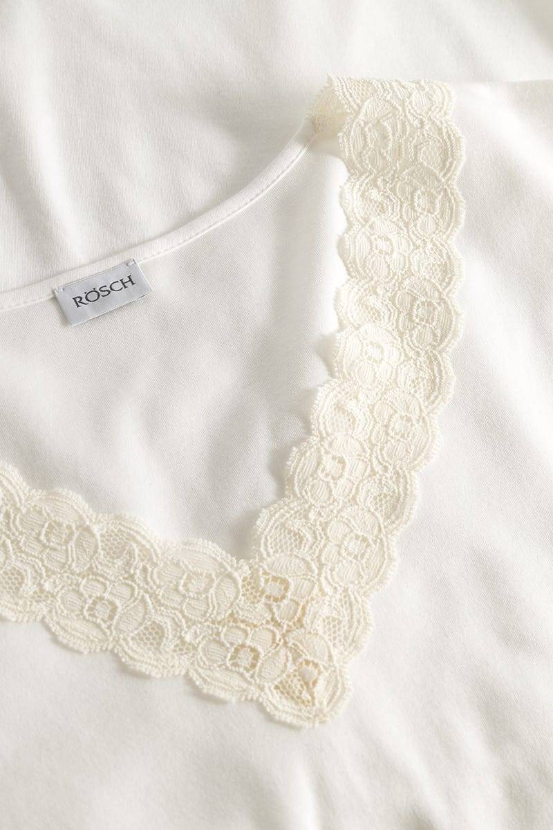 Rösch Pyjama Mit Spitzendetails Cremefarben 100% Baumwolle
