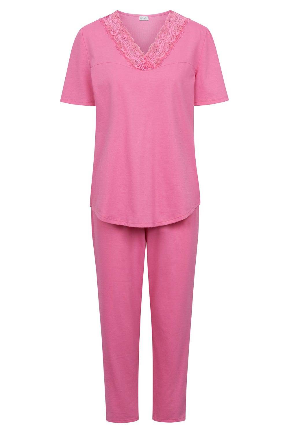 Rösch Pyjama Mit Spitzendetails Pink Baumwolle/Modal