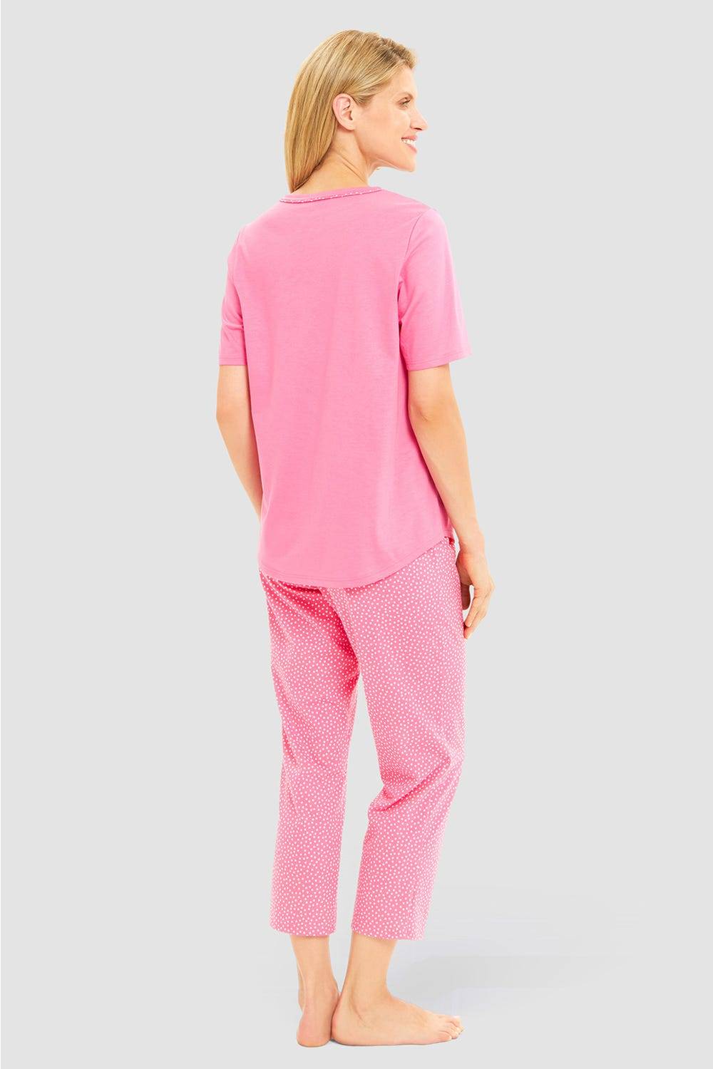Rösch Pyjama Mit Statement-Print Tupfendruck Pink Baumwolle/Modal