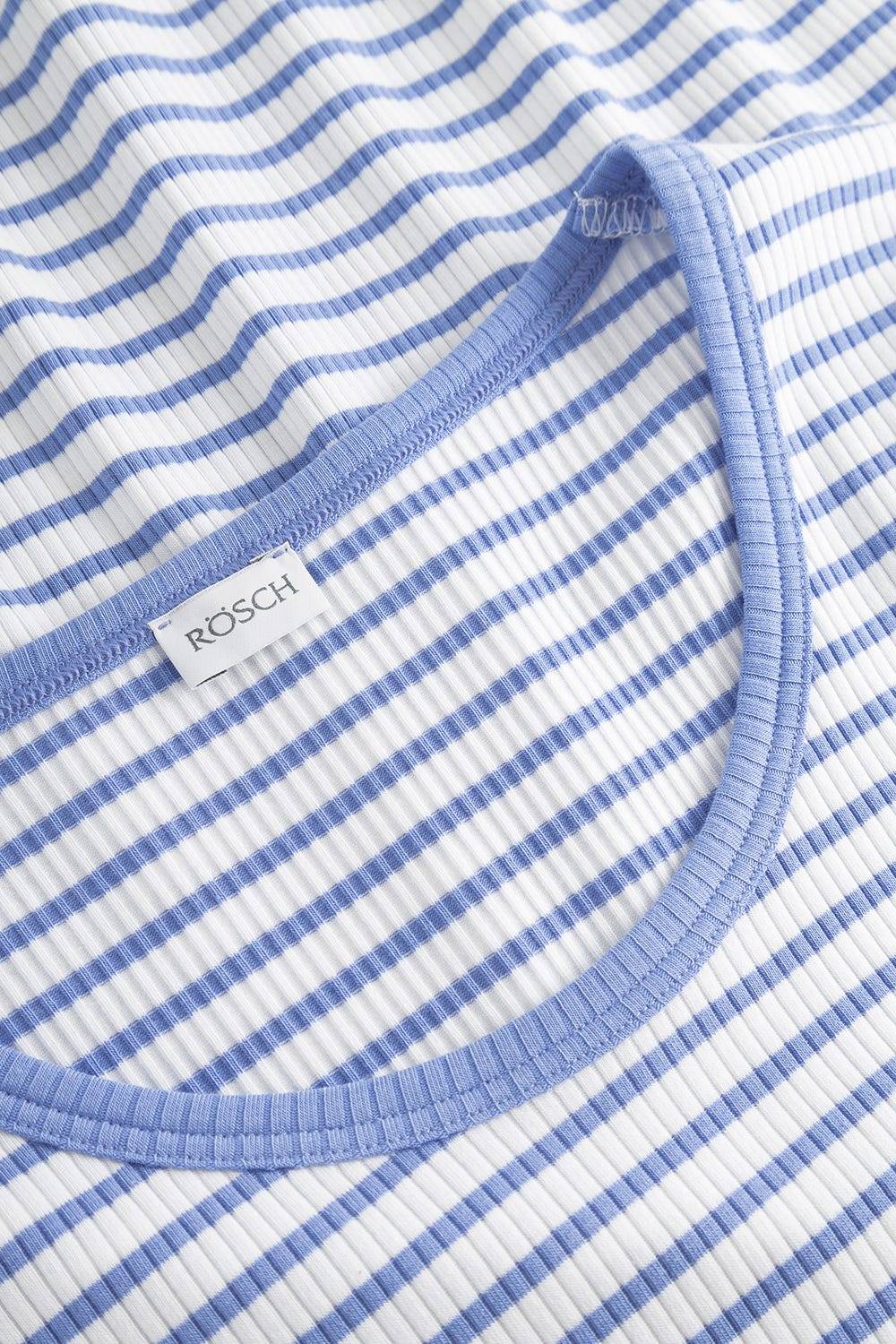 Rösch Pyjama Mit Streifendruck Blau-Weiß Feinrippe