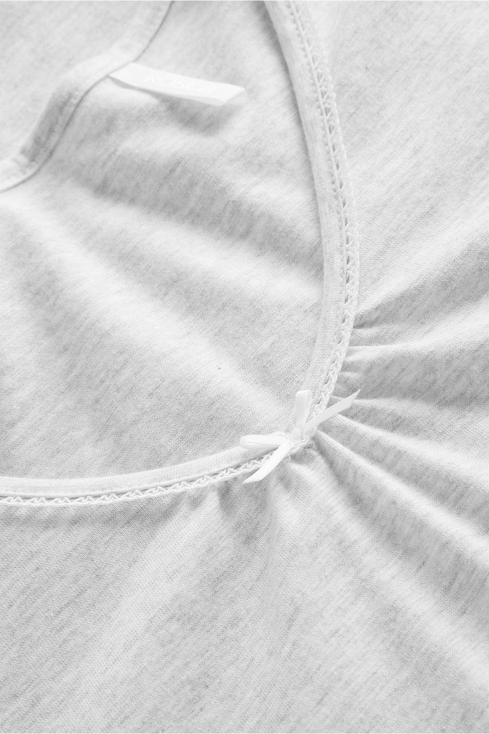 Rösch Pyjama Mit Zierschleife Und Spitze Grau Kurzarm 7/8-Hose 100% Baumwolle