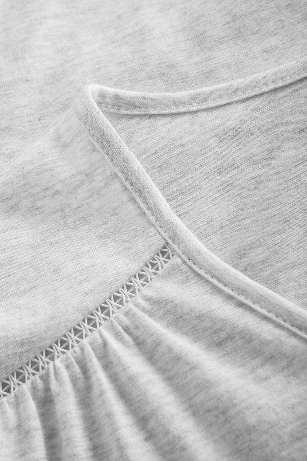 Rösch Pyjama Mit Zierschleife Und Spitze Grau Langarm 100% Baumwolle