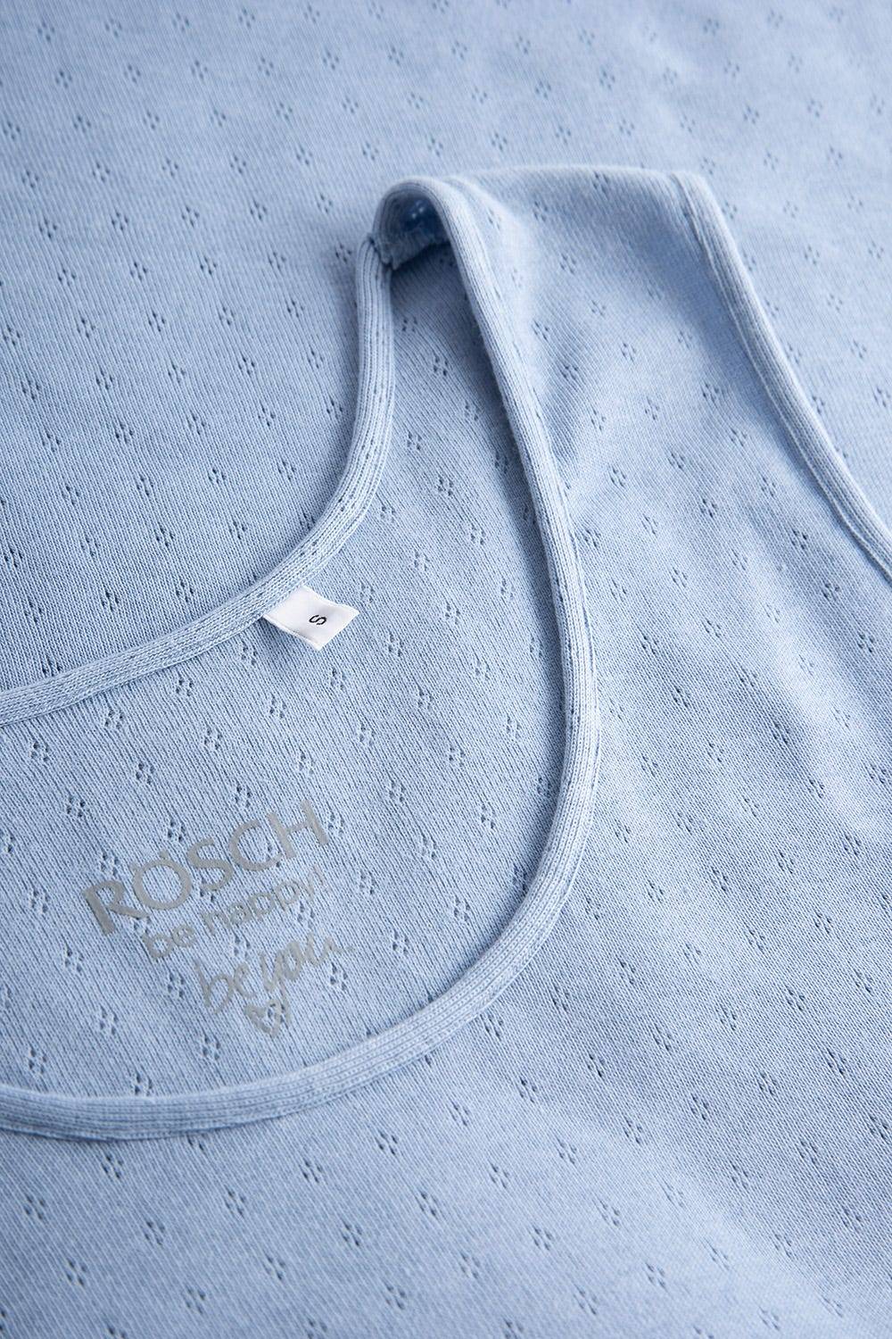 Rösch Pyjama-Top Aus Ajour Feinstrick Hellblau Ärmellos Mix & Match 100% Baumwolle