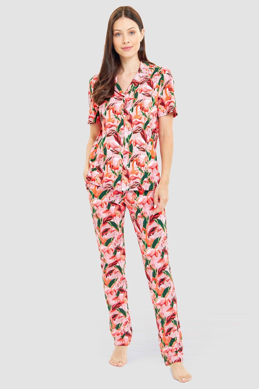 Rösch Pyjamahose Im Flamingo-Druck Baumwolle/Elasthan