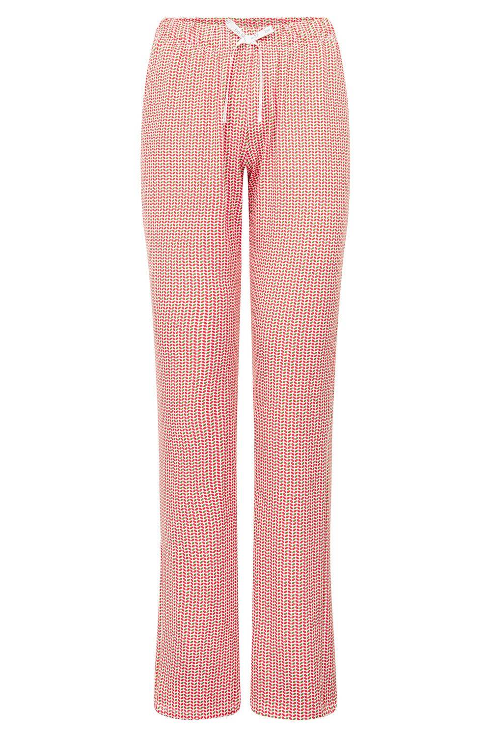 Rösch Pyjamahose Im Grafikprint Rot-Grün Baumwolle/Elasthan