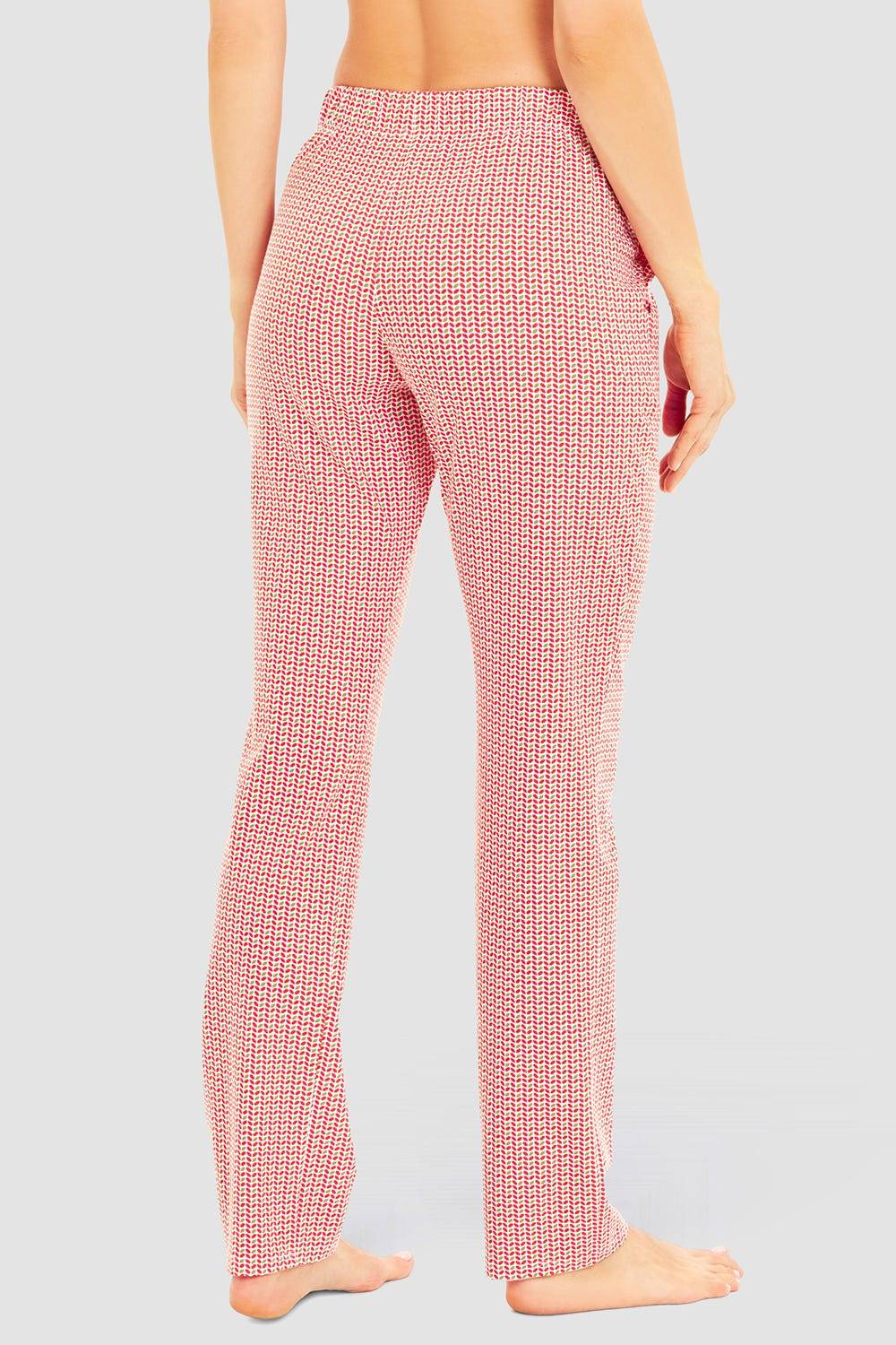 Rösch Pyjamahose Im Grafikprint Rot-Grün Baumwolle/Elasthan