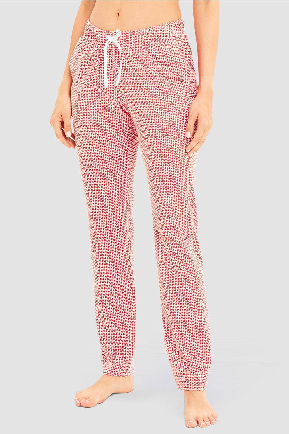 Rösch Pyjamahose im Grafikprint Rot-Grün Baumwolle/Elasthan
