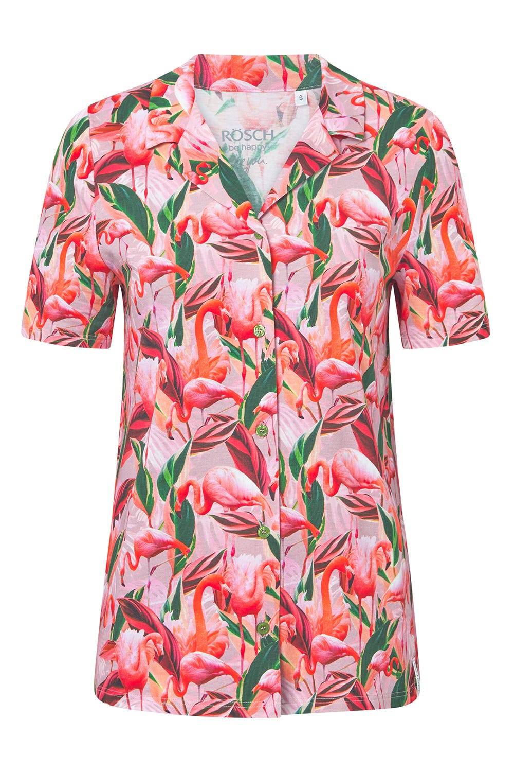 Rösch Pyjamashirt Im Flamingo-Druck Baumwolle/Elasthan