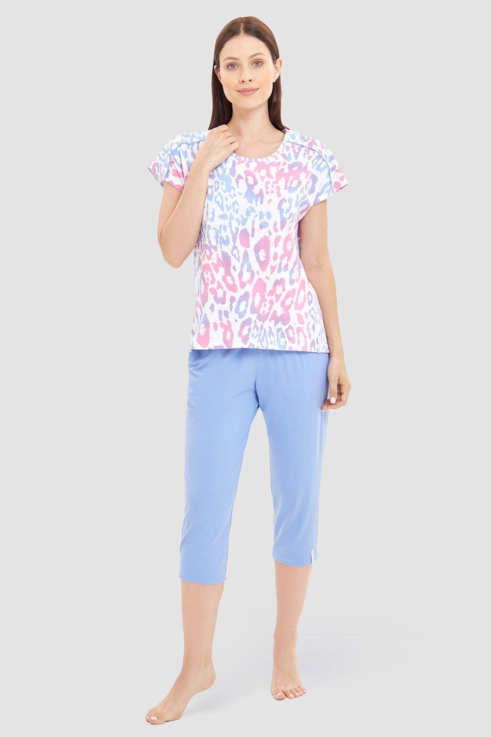 Rösch Pyjamashirt Im Modernen Leoprint Baumwolle/Elasthan