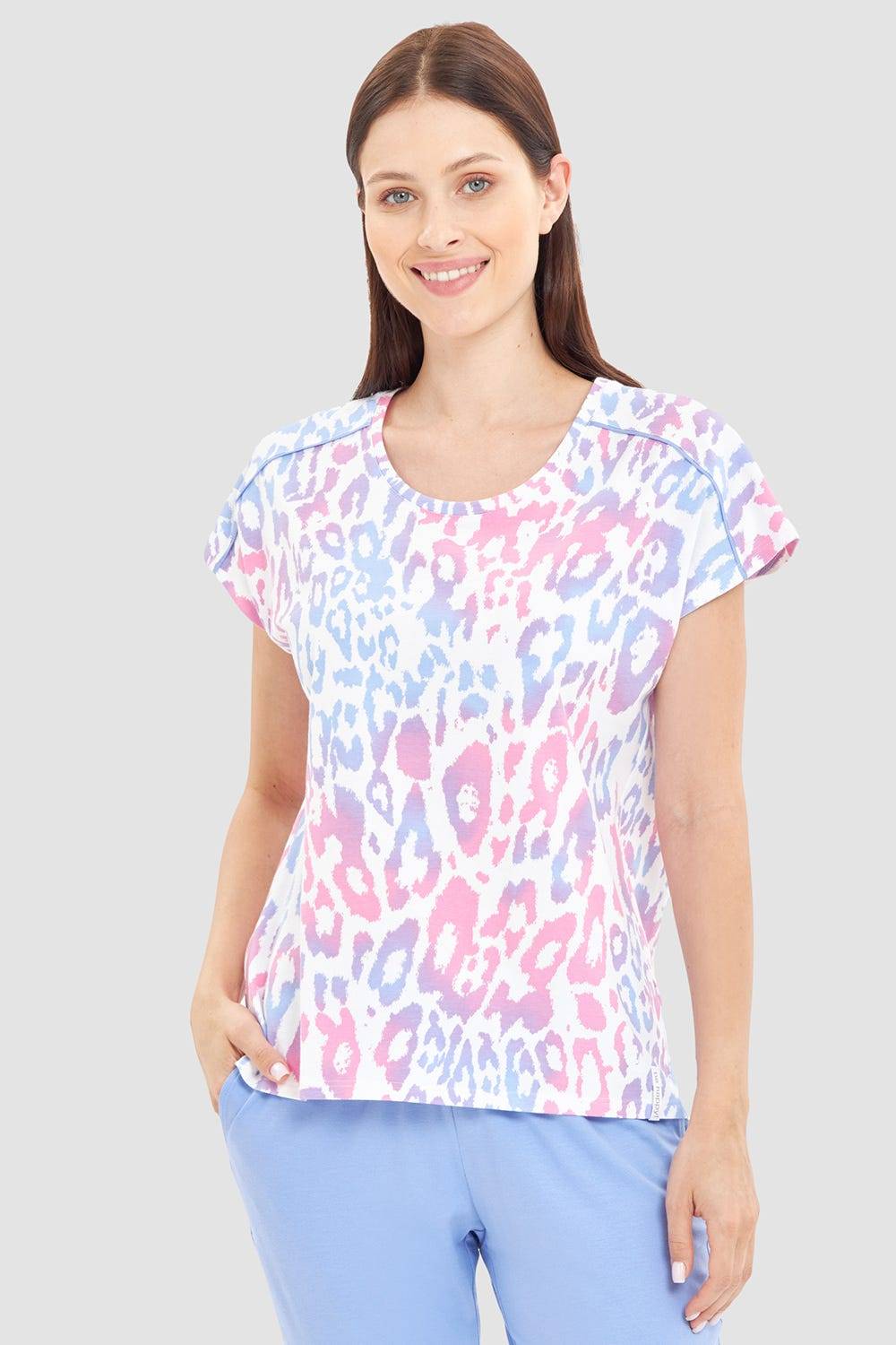 Rösch Pyjamashirt im modernen Leoprint Baumwolle/Elasthan