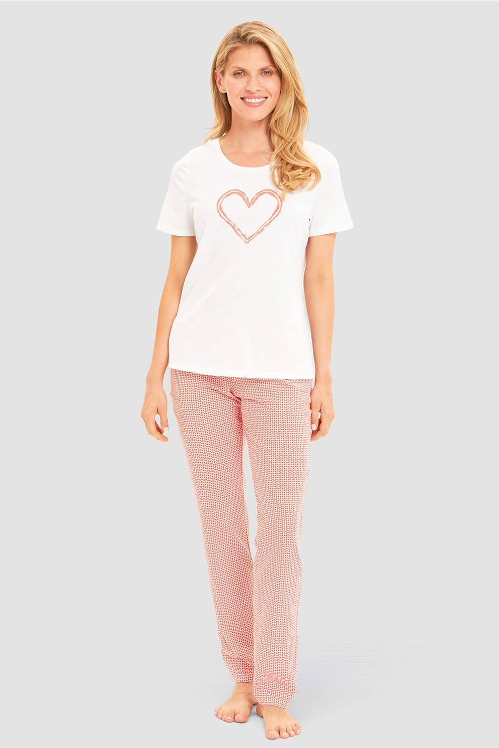 Rösch Pyjamashirt Mit Motivdruck Herz 100% Baumwolle