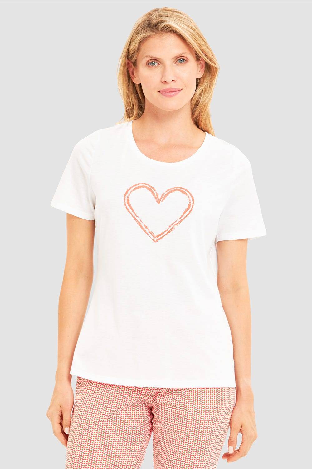 Rösch Pyjamashirt mit Motivdruck Herz 100% Baumwolle