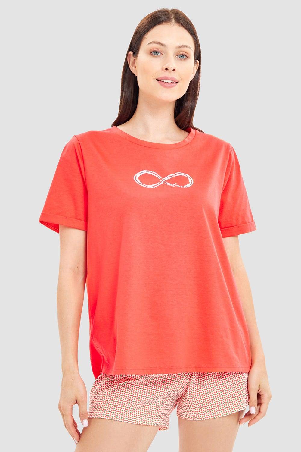 Rösch Pyjamashirt mit Motivdruck Love 100% Baumwolle