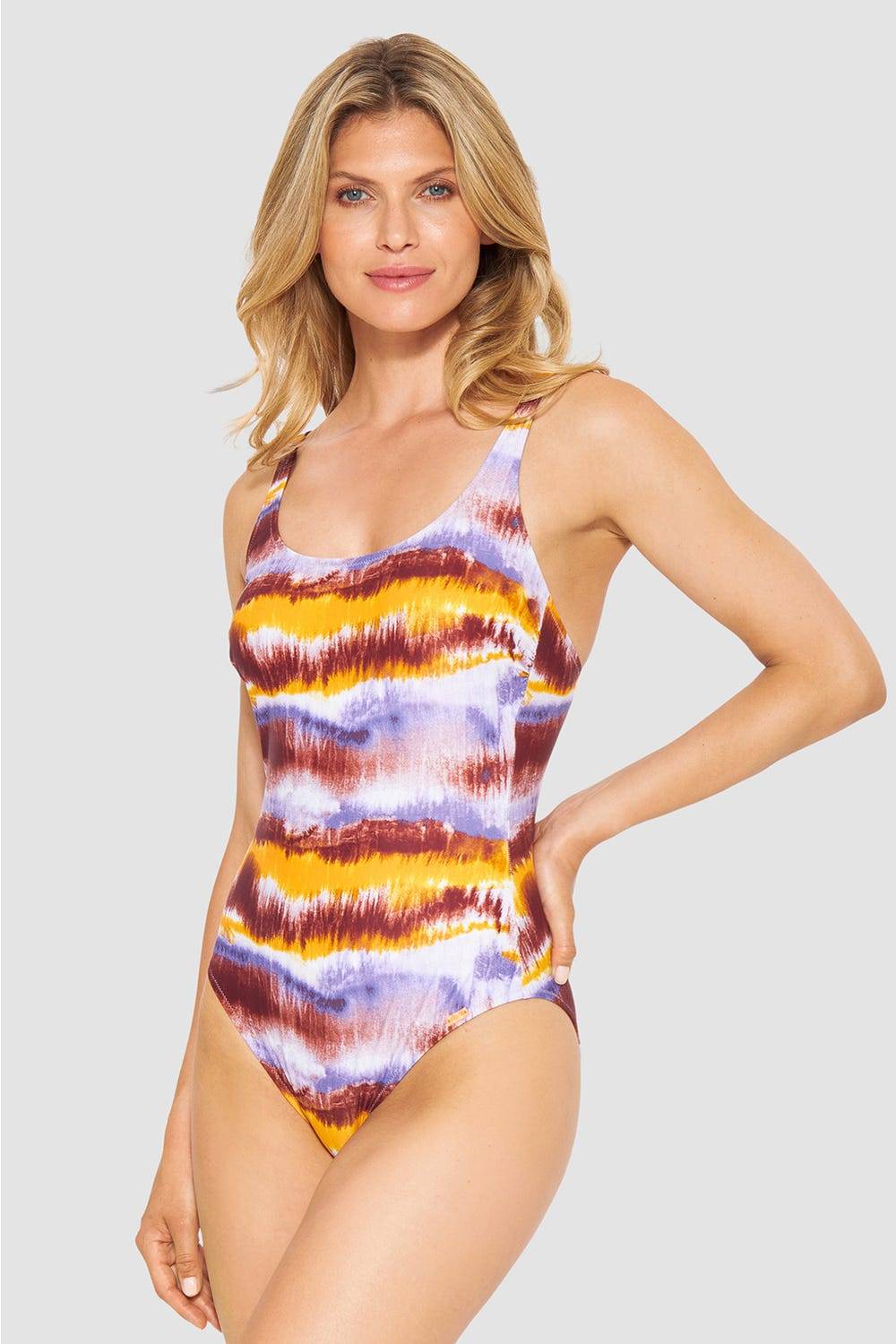 Rösch Badeanzug im Batikdruck moderne Streifen