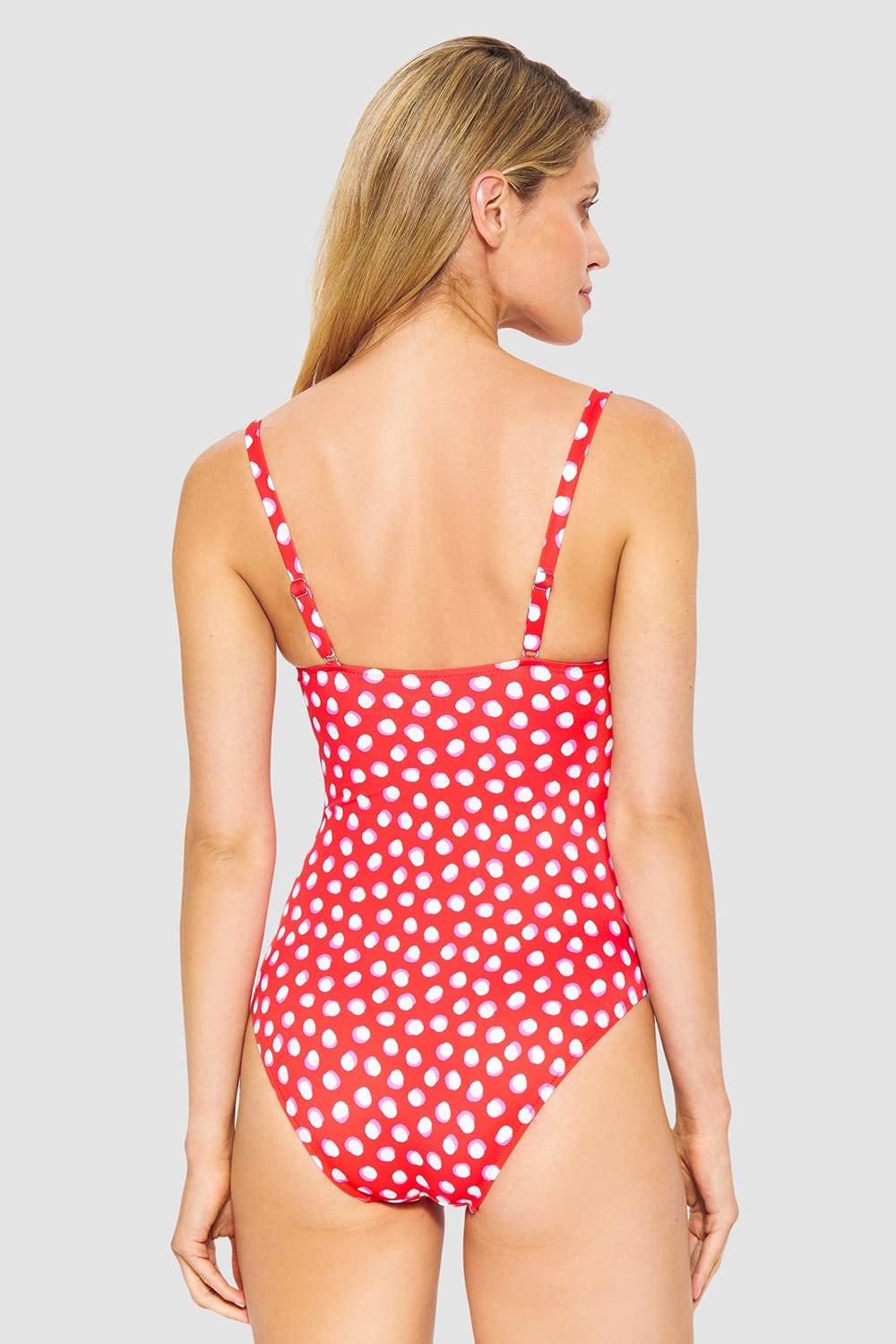 Rösch Badeanzug Im Retro-Tupfendruck Rot-Weiß