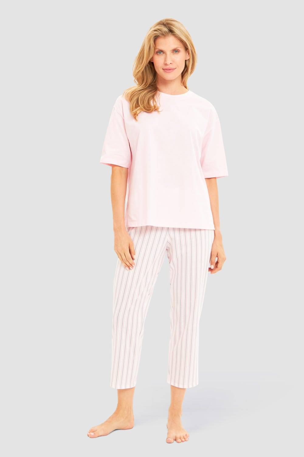 Rösch Basic Pyjamashirt Kurzarm Im Sportiven Look