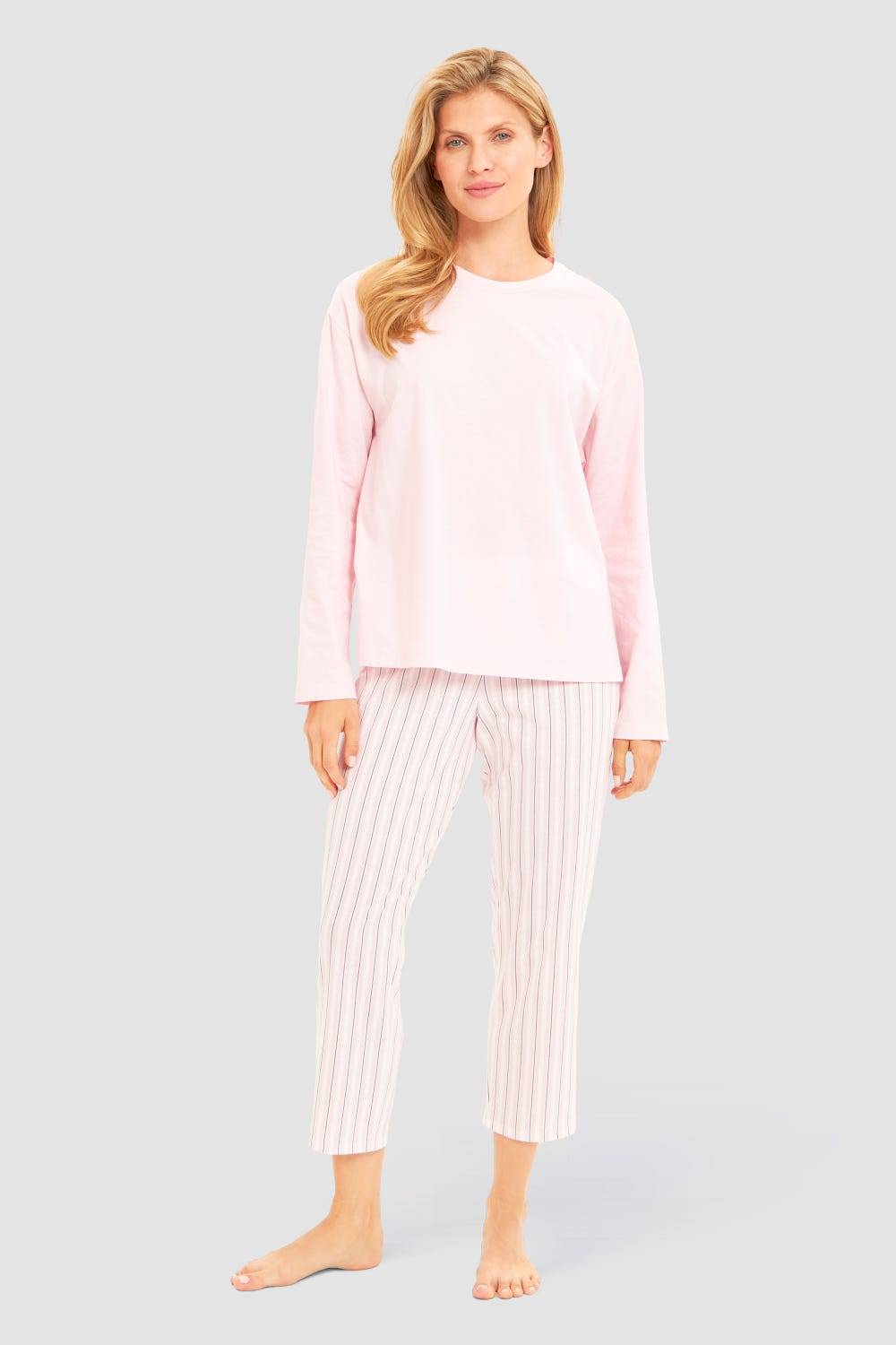 Rösch Basic Pyjamashirt Langarm Im Sportiven Look