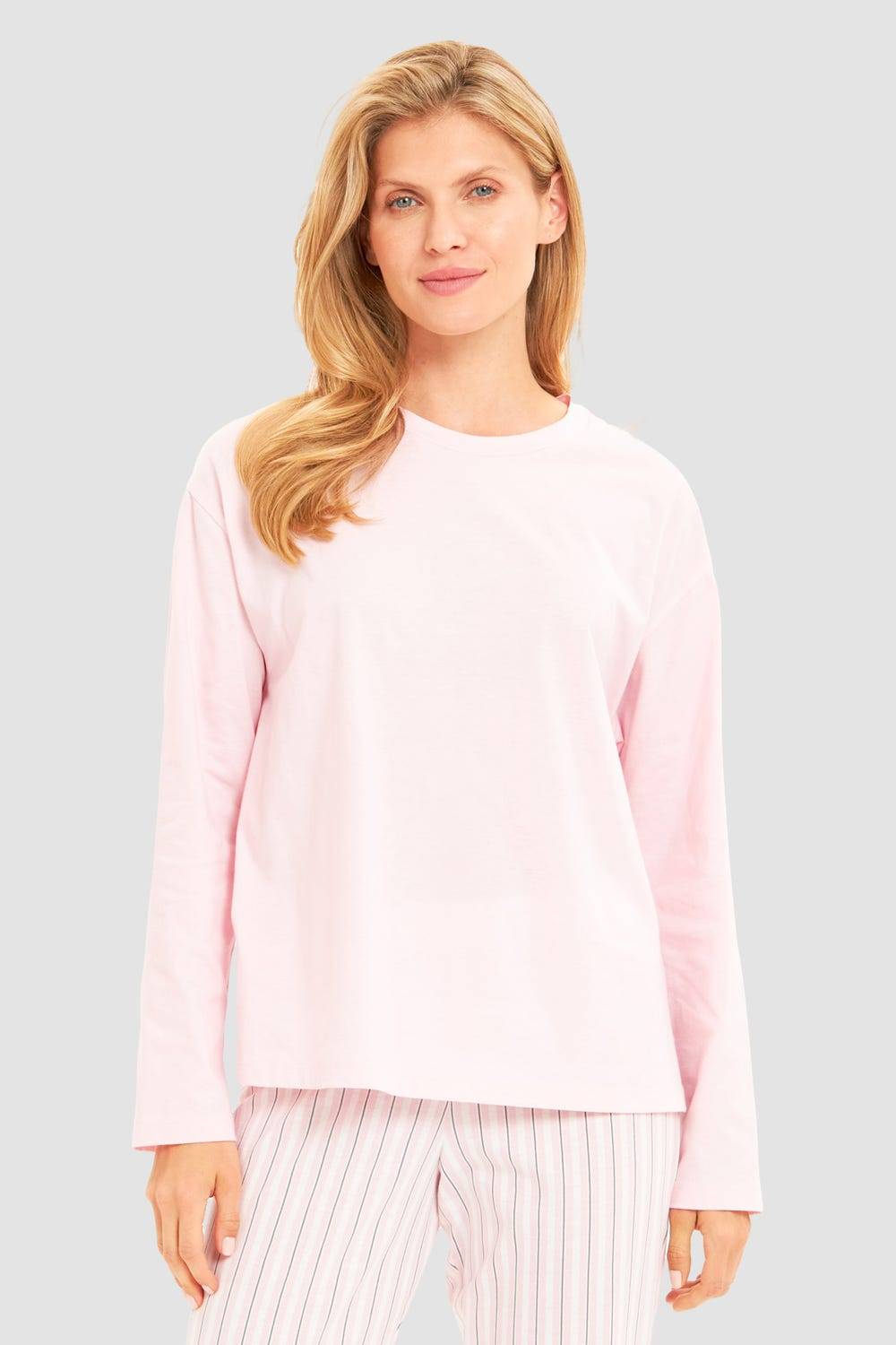 Rösch Basic Pyjamashirt Langarm im sportiven Look