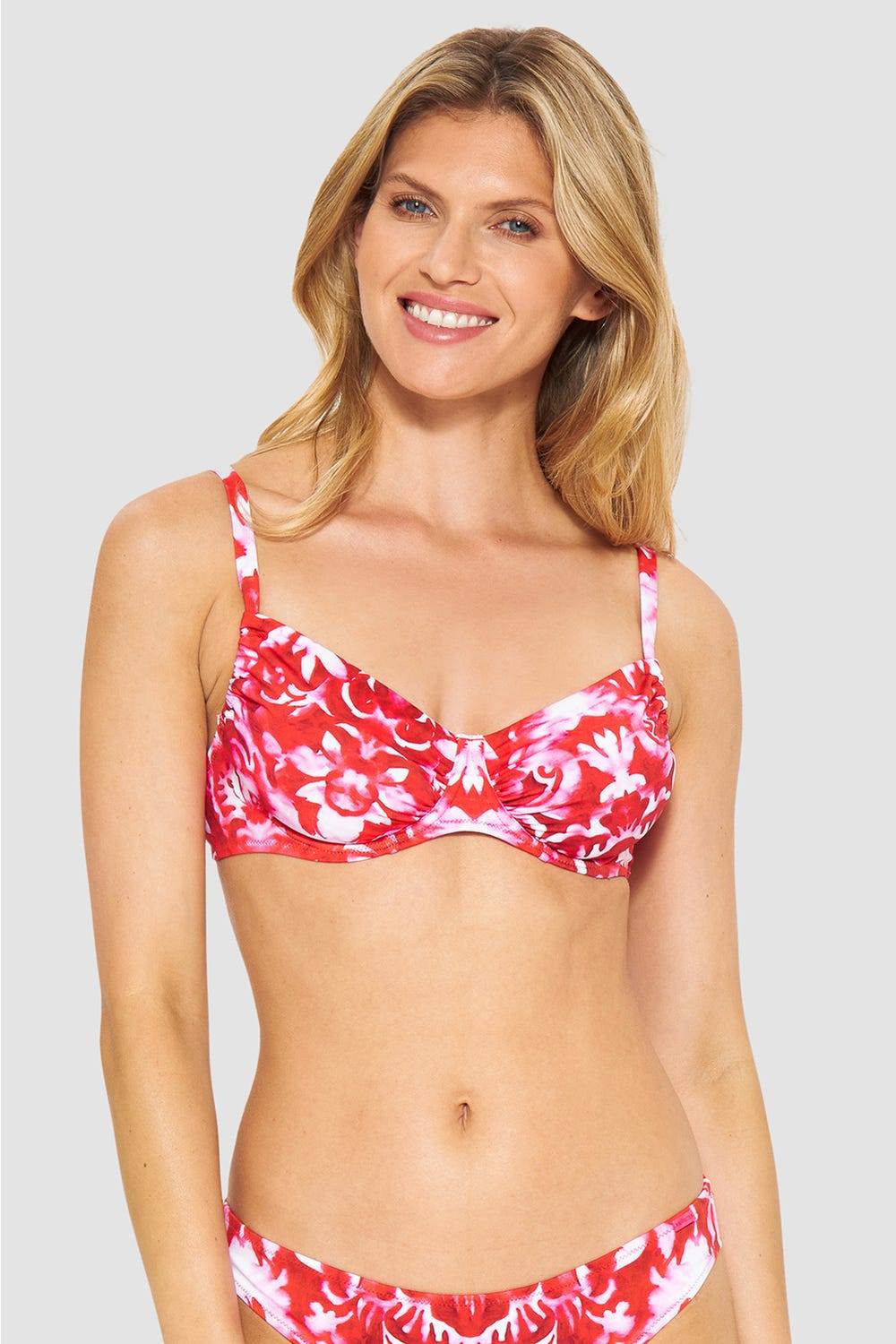 Rösch Bikini-Oberteil im Ornament-Druck Rot-Weiß