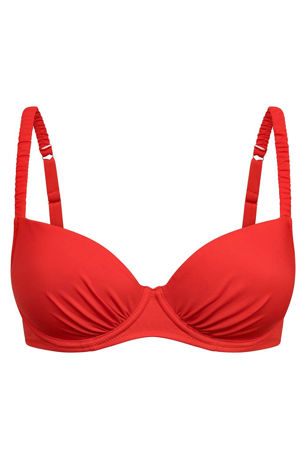 Rösch Bikini-Oberteil In Rot Einfarbig Spacer-Cup