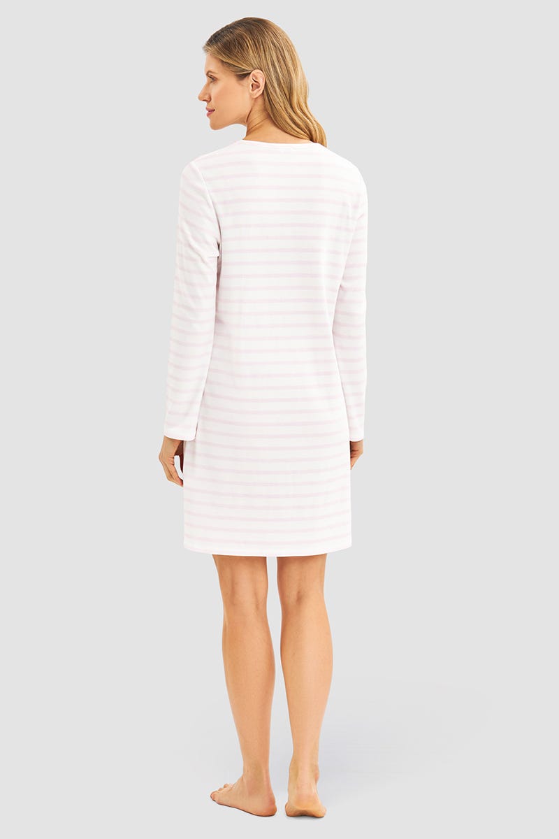 Rösch Nachthemd Im Ringeldruck Rosa 100% Baumwolle