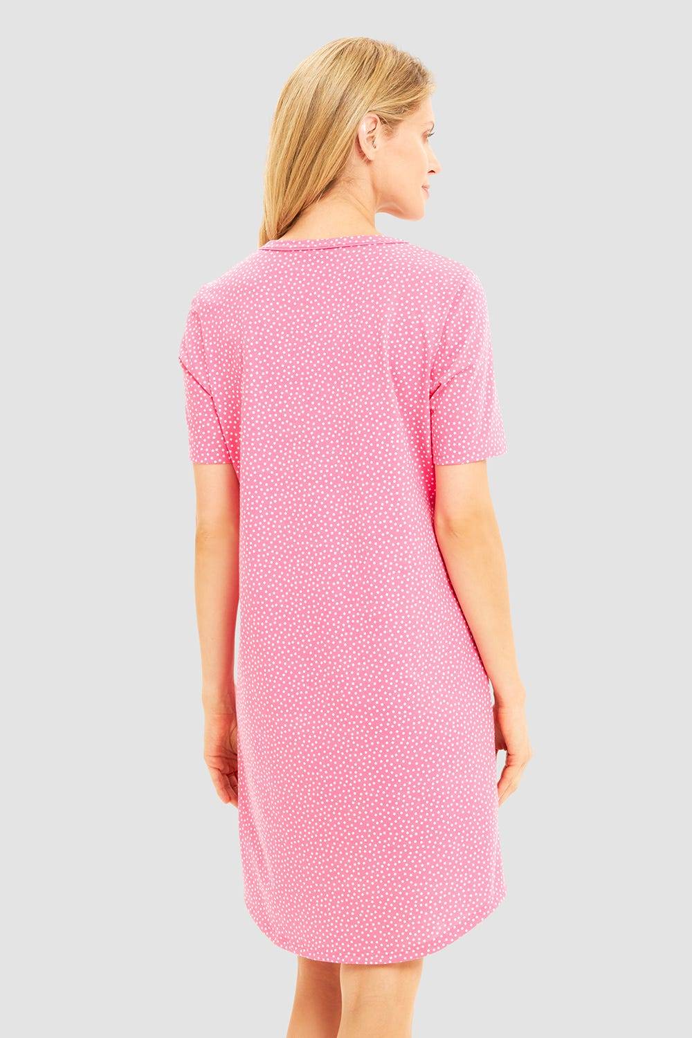 Rösch Nachthemd Im Tupfendruck Pink 100% Baumwolle