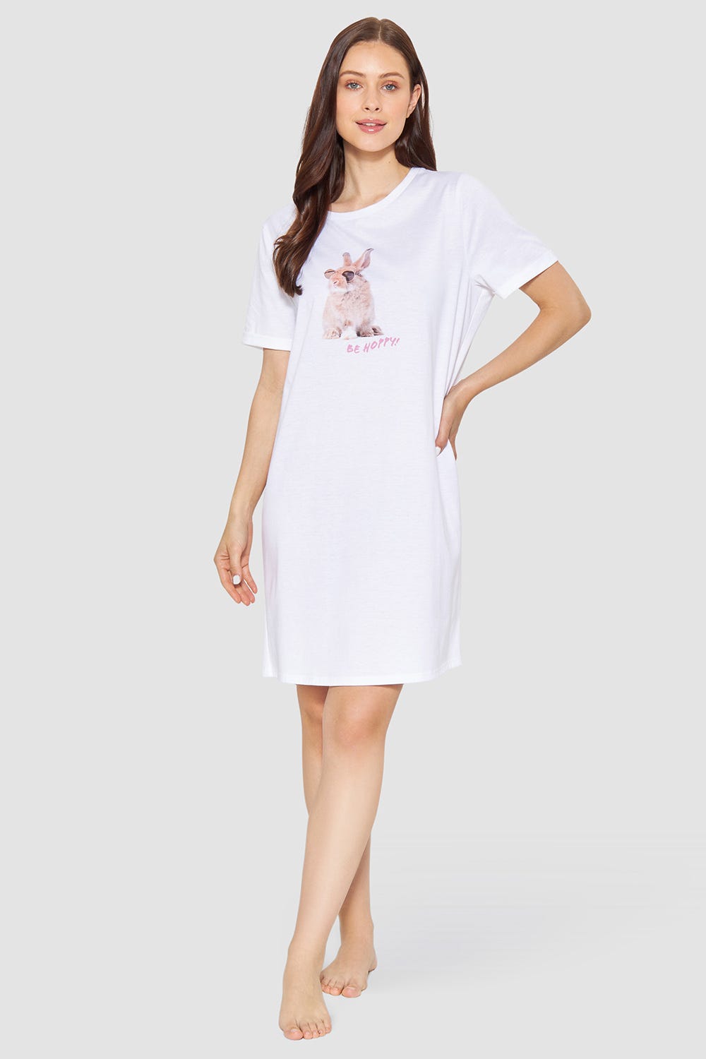 Rösch Nachthemd mit Motivdruck Hase 100% Baumwolle