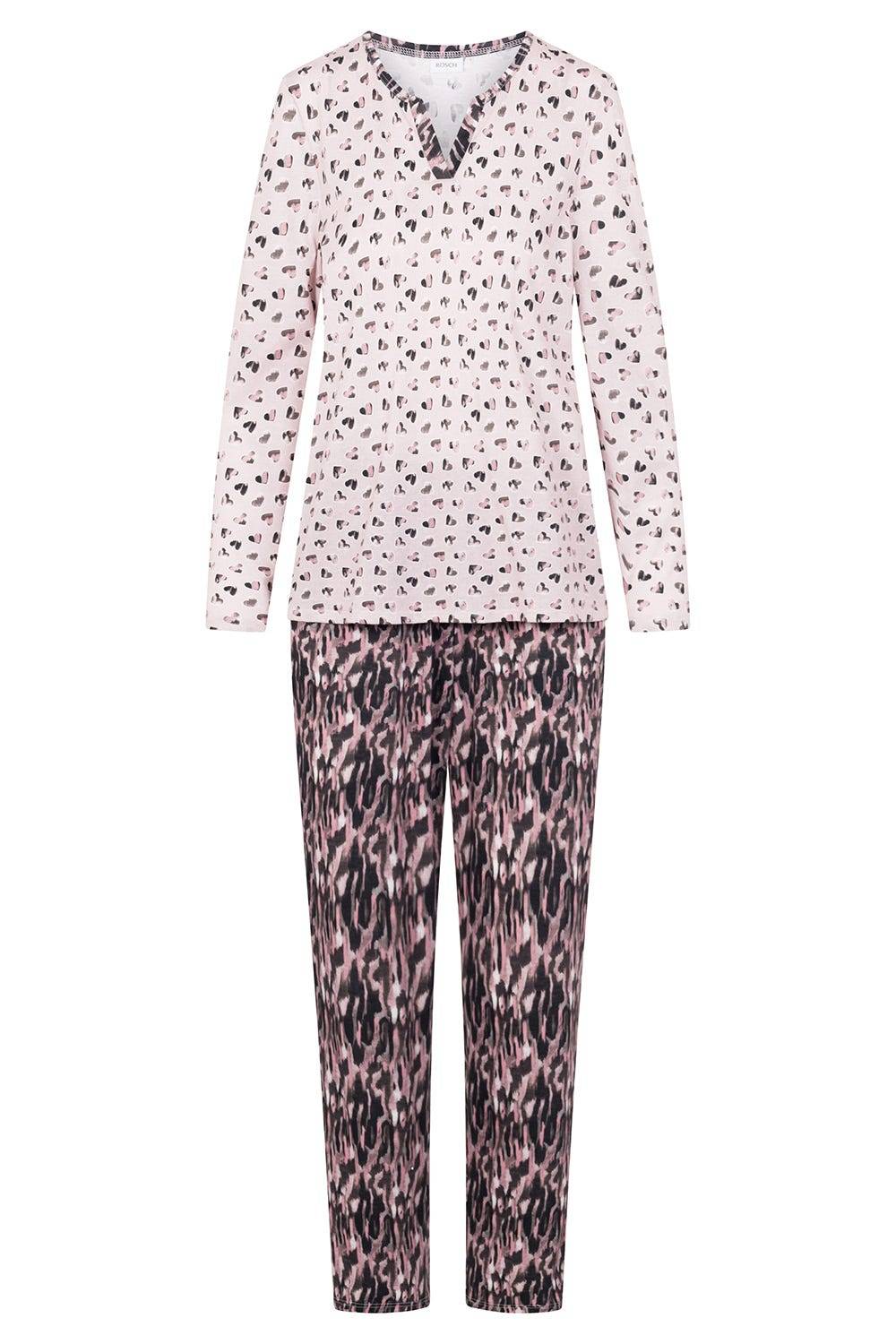Rösch Pyjama Im Druck-Mix Blende 100% Baumwolle