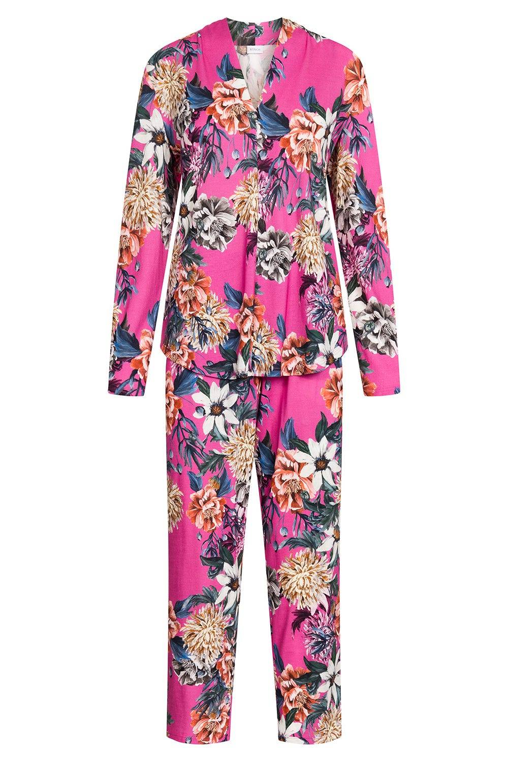 Rösch Pyjama Im Pinken Blumendruck Baumwolle/Modal