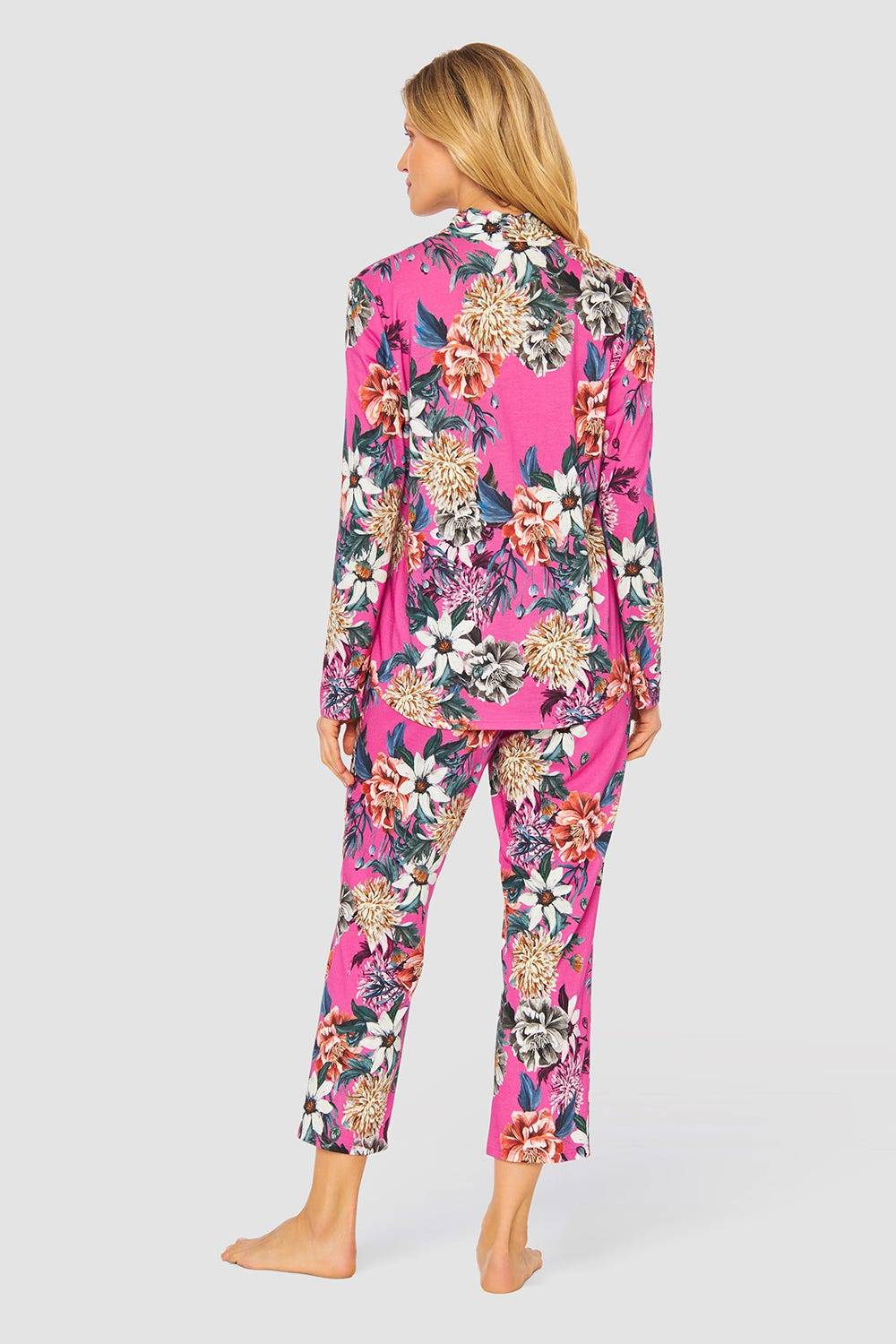 Rösch Pyjama Im Pinken Blumendruck Baumwolle/Modal