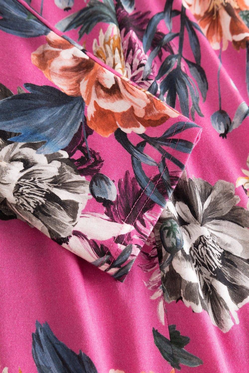 Rösch Pyjama Im Pinken Blumendruck Baumwolle/Modal