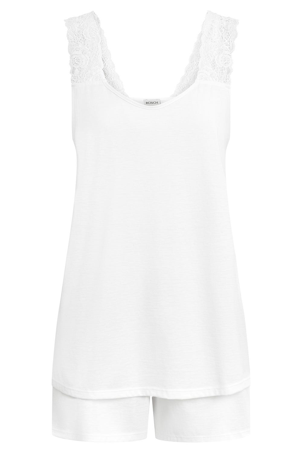 Rösch Pyjama Kurz Mit Spitzendetail 100% Baumwolle