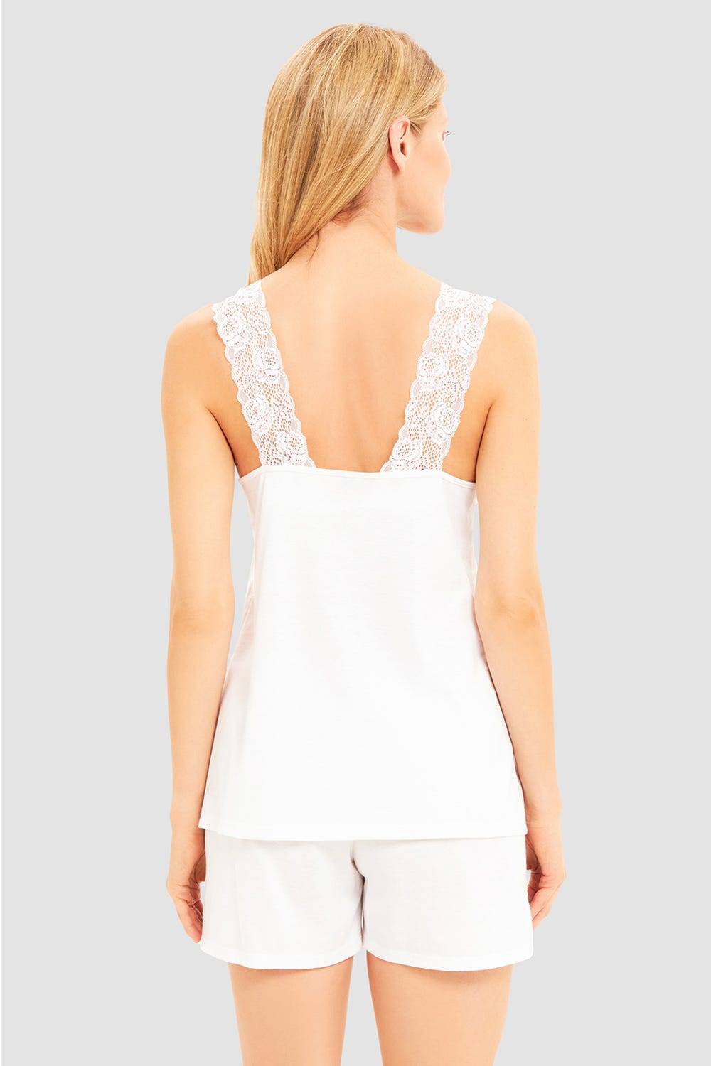 Rösch Pyjama Kurz Mit Spitzendetail 100% Baumwolle