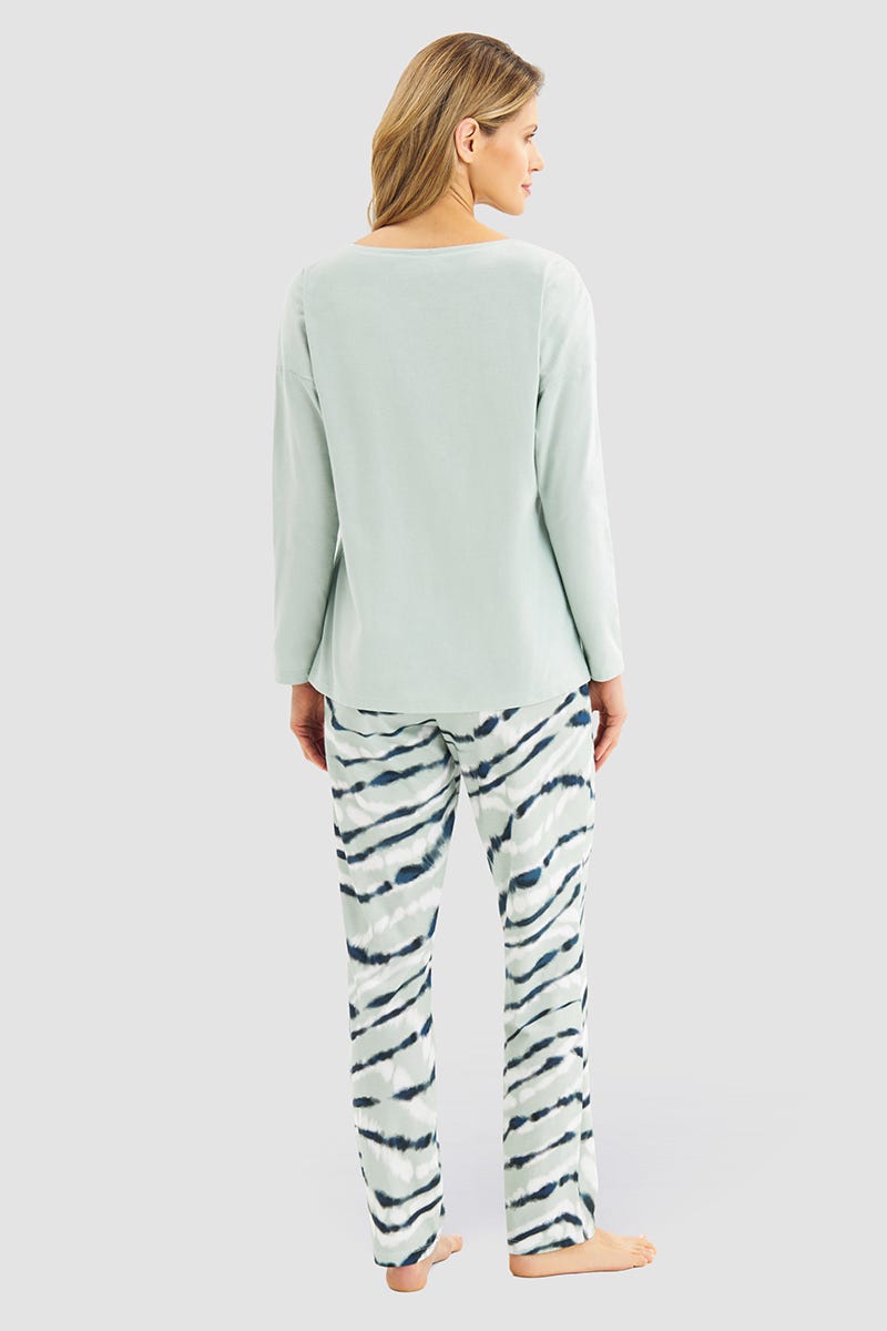 Rösch Pyjama Mit Batikdruck Mintgrün 100% Baumwolle