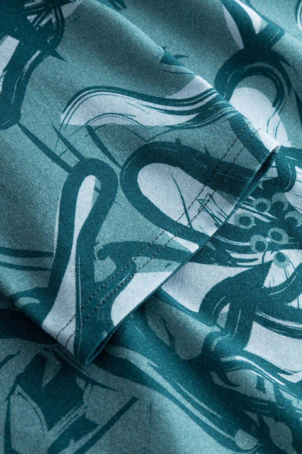 Rösch Pyjama Mit Blumenmuster Petrol 100% Baumwolle