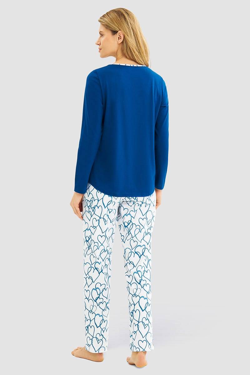 Rösch Pyjama Mit Herzen-Druck 100% Baumwolle