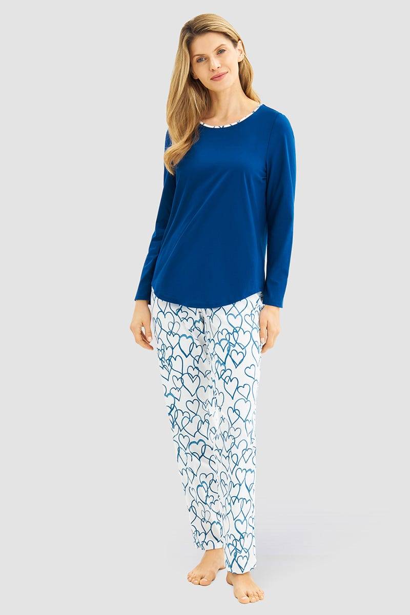 Rösch Pyjama mit Herzen-Druck 100% Baumwolle