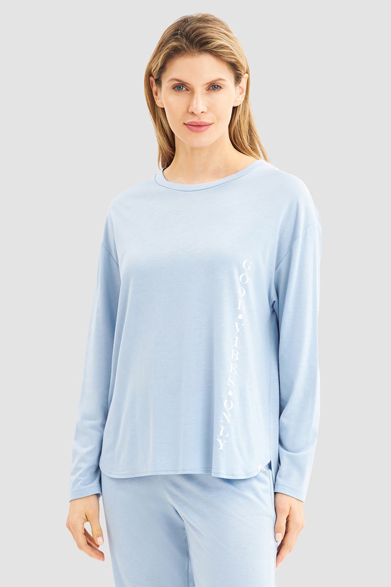 Rösch Shirt Langarm mit Schriftzug Baumwolle/Modal