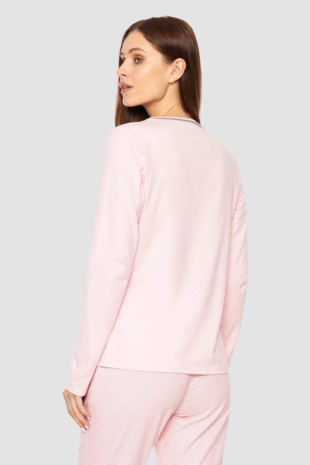 Rösch Shirt Mit Schriftzug Rosa Baumwolle/Elasthan