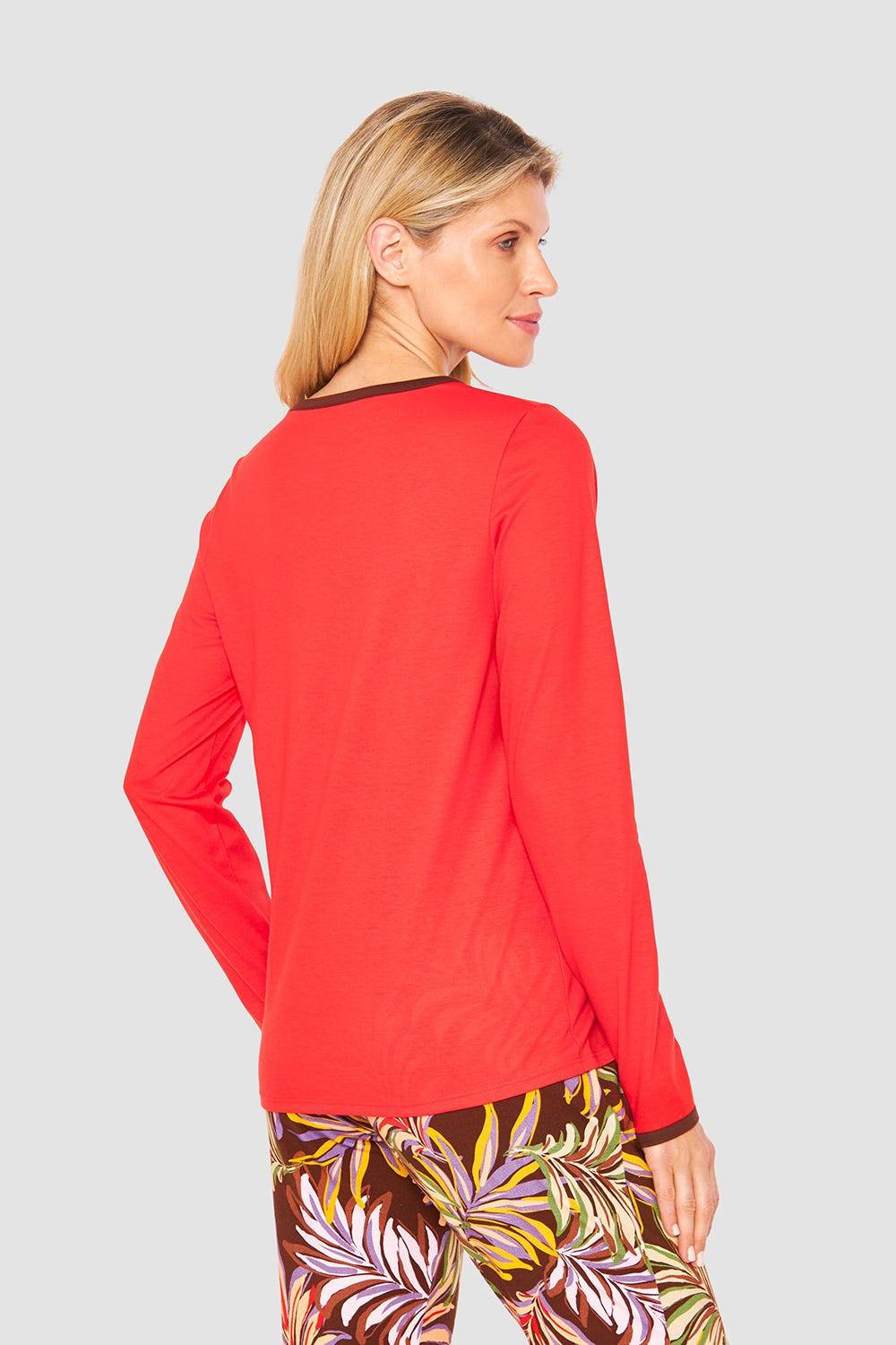 Rösch Shirt Mit Schriftzug Rot Braun 100% Baumwolle