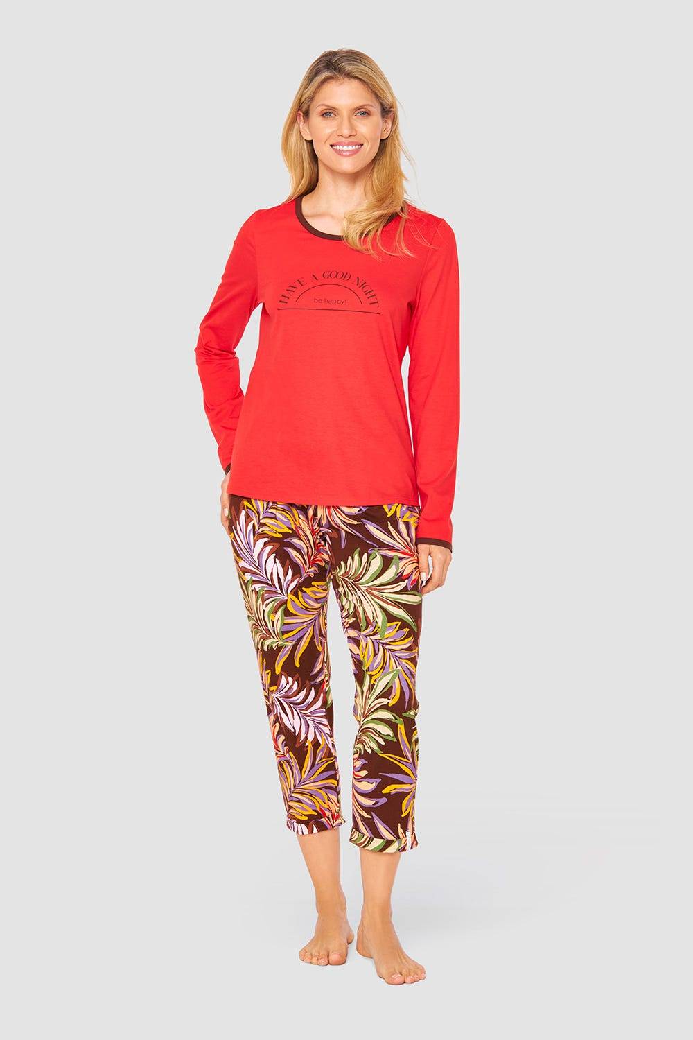 Rösch Shirt Mit Schriftzug Rot Braun 100% Baumwolle