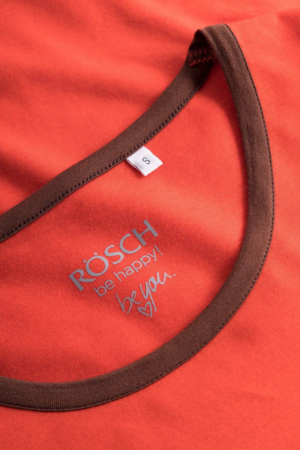 Rösch Shirt Mit Schriftzug Rot Braun 100% Baumwolle