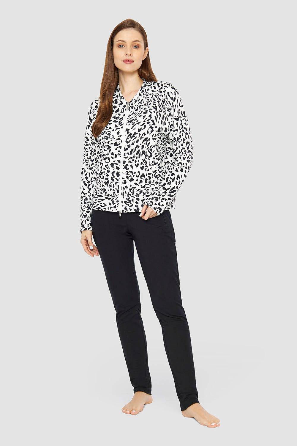 Rösch Sweatjacke Im Leo-Muster Baumwolle/Elasthan