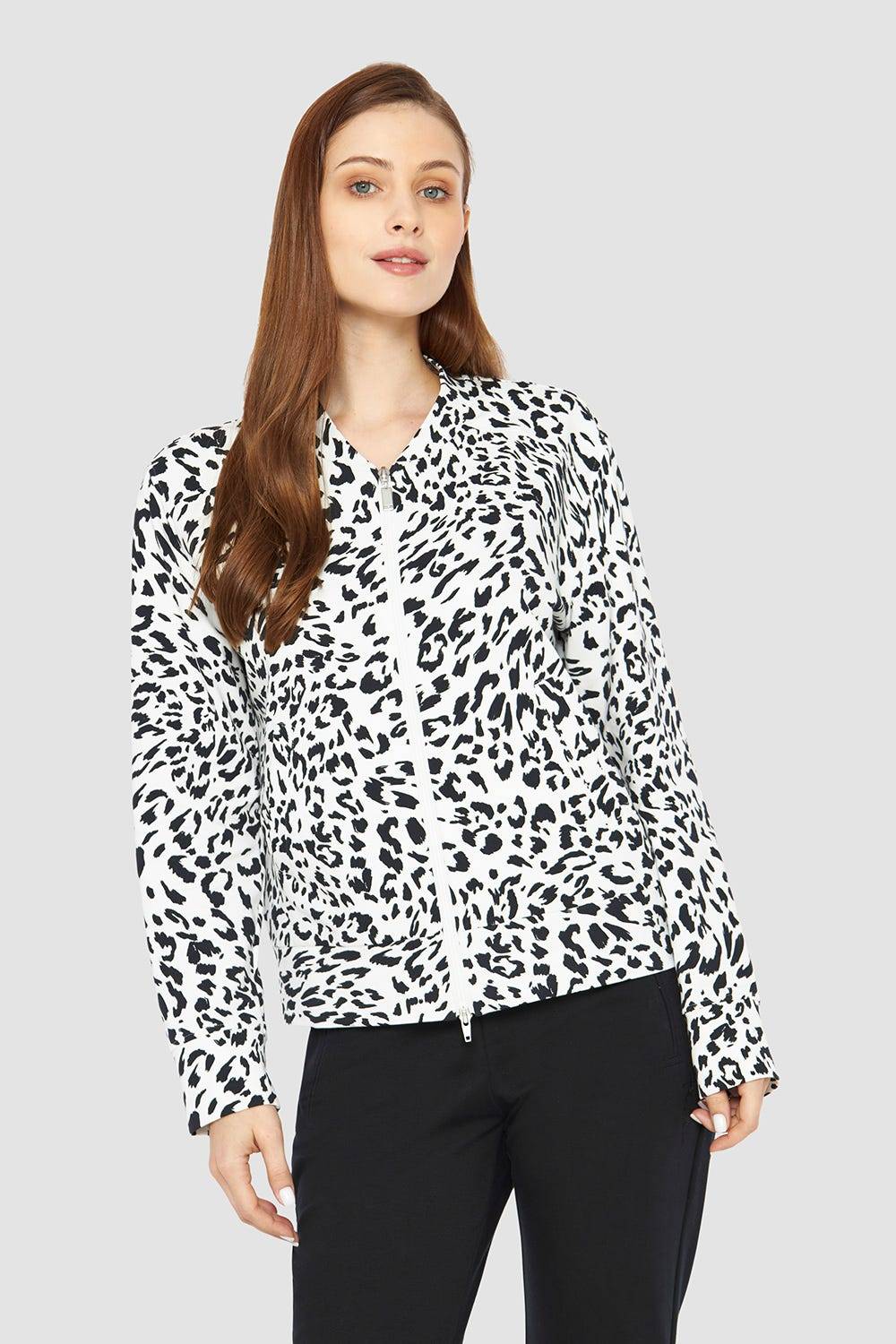 Rösch Sweatjacke im Leo-Muster Baumwolle/Elasthan