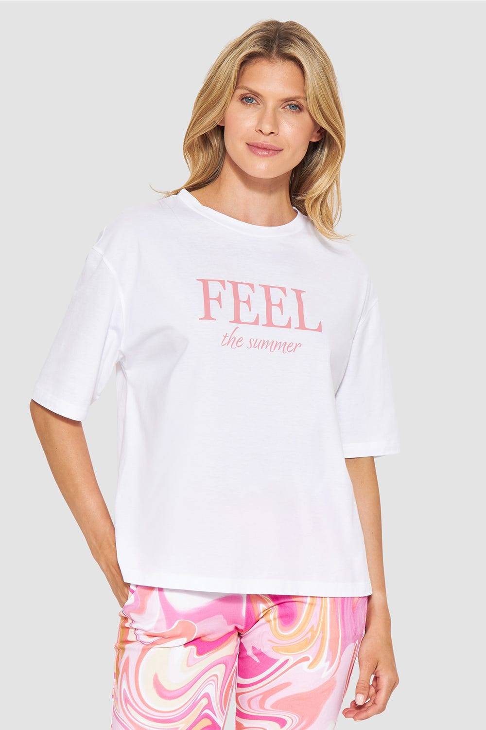 Rösch T-Shirt mit Schriftzug Sommer 100% Baumwolle