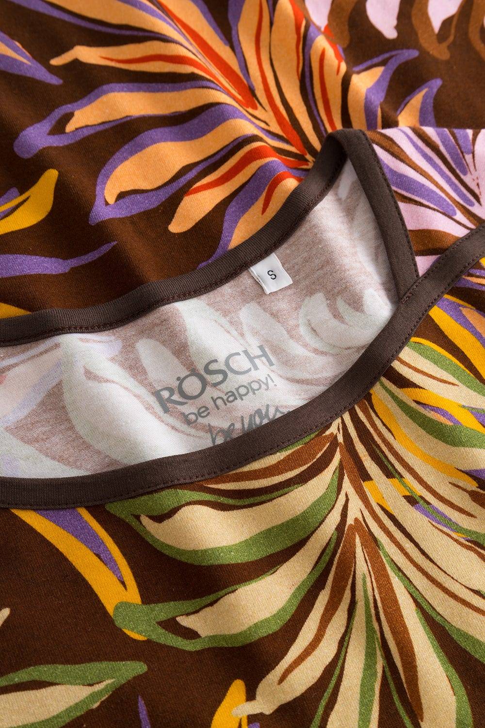 Rösch Shirt Im Bunten Blätterdruck Braun Baumwolle/Elasthan